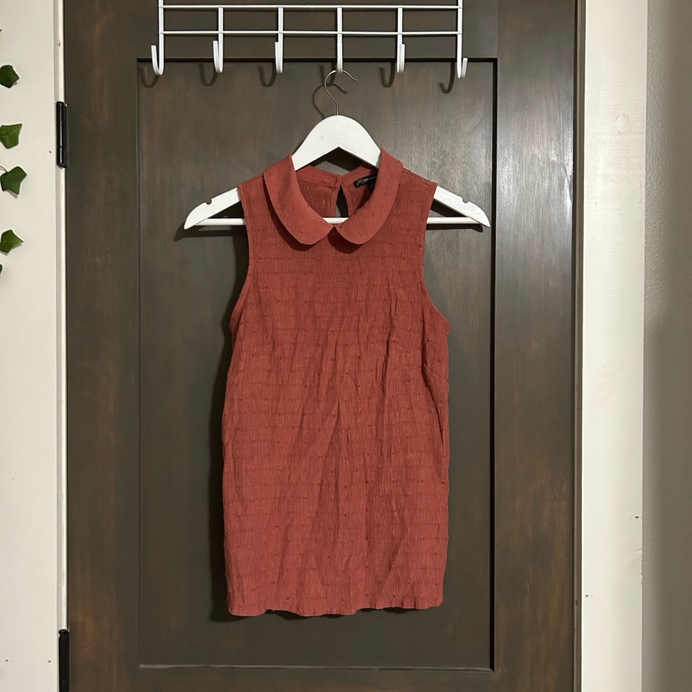 Adrianna Papell Sleeveless Terracotta Blouse